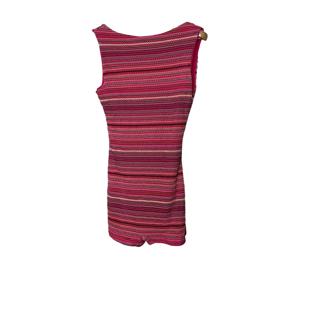 Missguided Pink Striped Crochet Knit Romper Low Back XS New